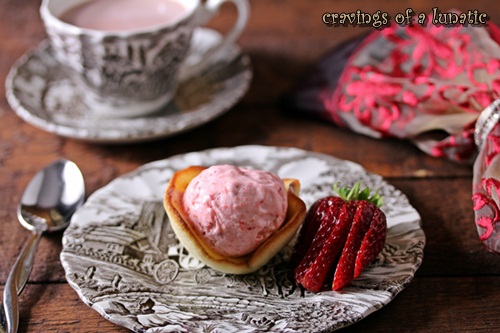 Strawberry Sherbert in Cooky Cups for Julia Child's 100 Birthday #cookforjulia