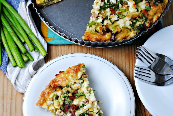  Bacon, Vegetable, and Ricotta Quiche being served 
