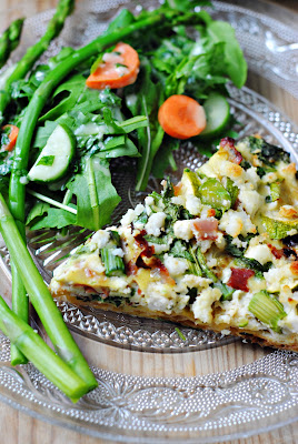 Bacon, Vegetable, and Ricotta Quiche being served