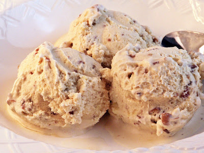 Butter Pecan Ice Cream in a white bowl