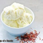 Saffron Ice Cream served in a white bowl