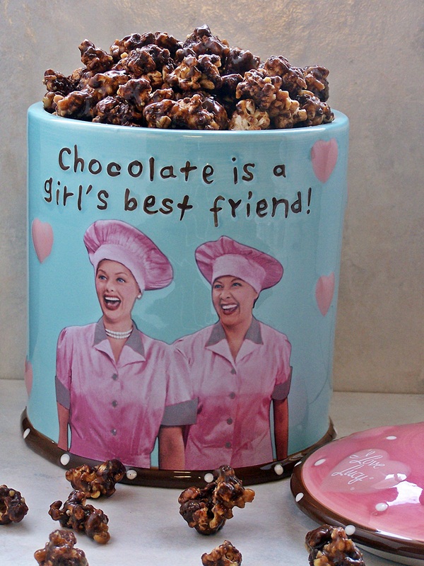 Turtle Popcorn served in an I Love Lucy canister