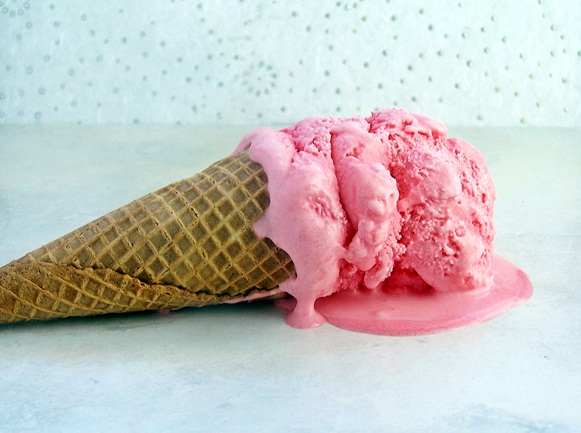 Pink Lemonade Ice Cream on counter