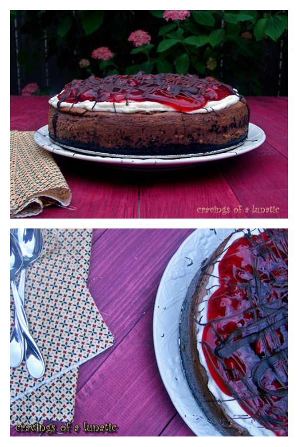 Black Forest Cheesecake from cravingsofalunatic.com- This is an easy recipe for a baked black forest cheesecake. This recipe is a family favourite!!