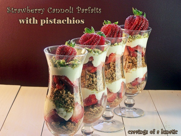 Strawberry Cannoli Parfaits with Pistachios by Cravings of a Lunatic