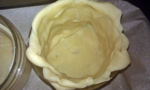 How to press pie crust into mason jars for pie.