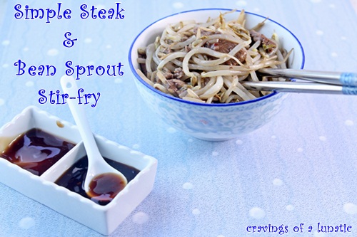 Beef and Bean Sprout Stir-fry in bowl
