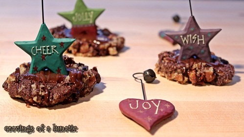 Turtle Thumbprint Cookies from cravingsofalunatic.com- These turtle thumbprint cookies are perfect for the holidays or any day you want a delicious treat!