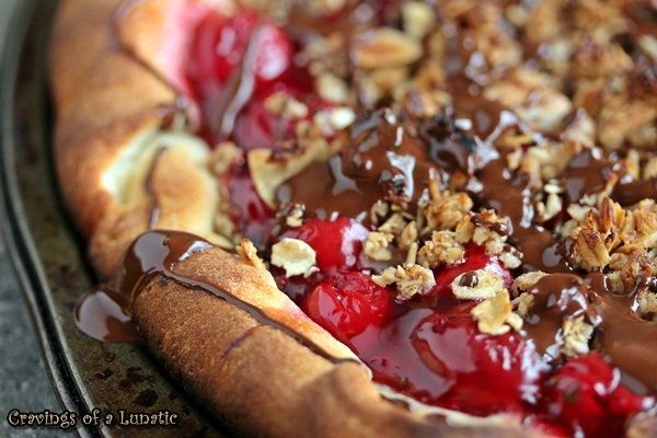 Cherry Cobbler Pizza | Cravings of a Lunatic | #pizza #dessertpizza #dessert #chocolate #cherry
