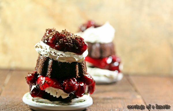Black Forest Mini Bundt Cakes by Cravings of a Lunatic