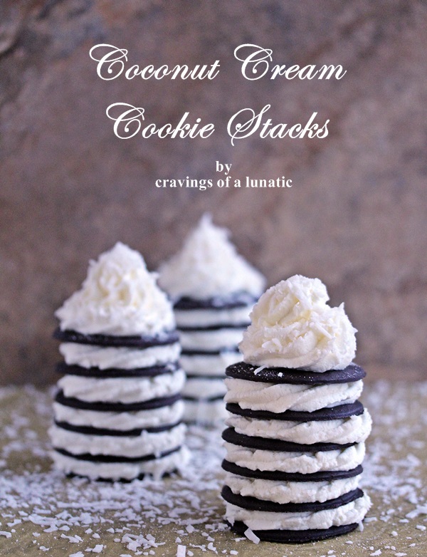 Recipe for Coconut Cream Cookie Stacks. Super easy to make and absolutely delightful to serve to guests! - cravingsofalunatic.com 