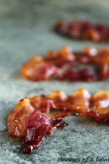 Candied bacon on a counter