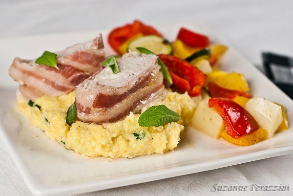 Bacon-Wrapped Chicken and Creamy Polenta 