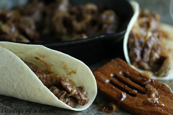 Spicy Steak Fajitas with Caramelized Shallots and Onions from cravingsofalunatic.com- Simple recipe to make Steak Fajitas with lots of caramelized shallots and onions.