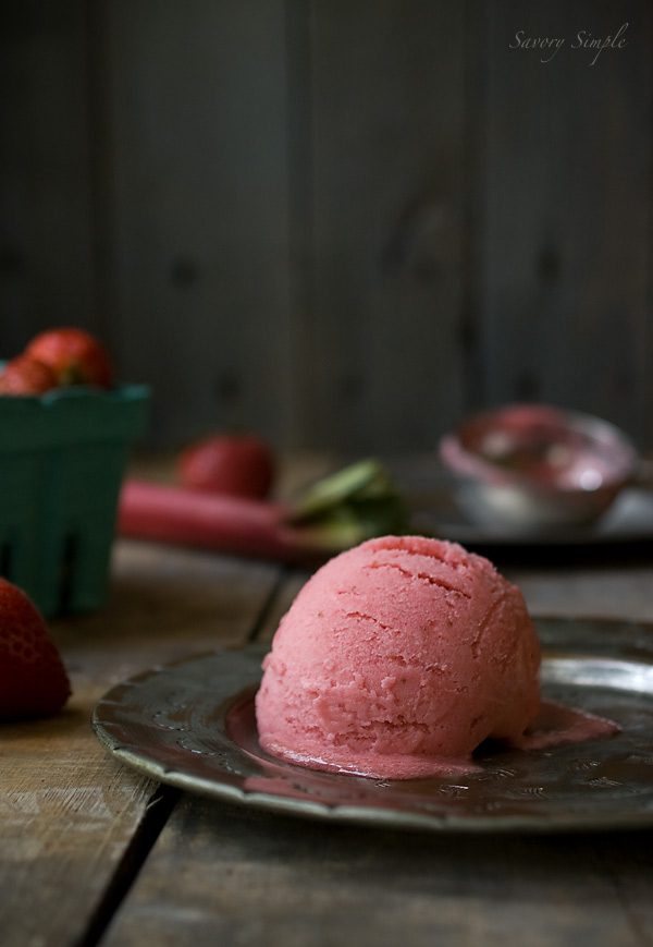 Strawberry Rhubarb Ice Cream and Sorbet by Savory Siimple