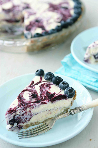 Blueberry Swirl Ice Cream Pie with Hazelnut Crust by Cookin' Canuck