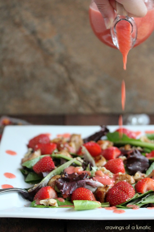 Chicken and Strawberry Salad with Strawberry Dressing and Walnuts | Cravings of a Lunatic