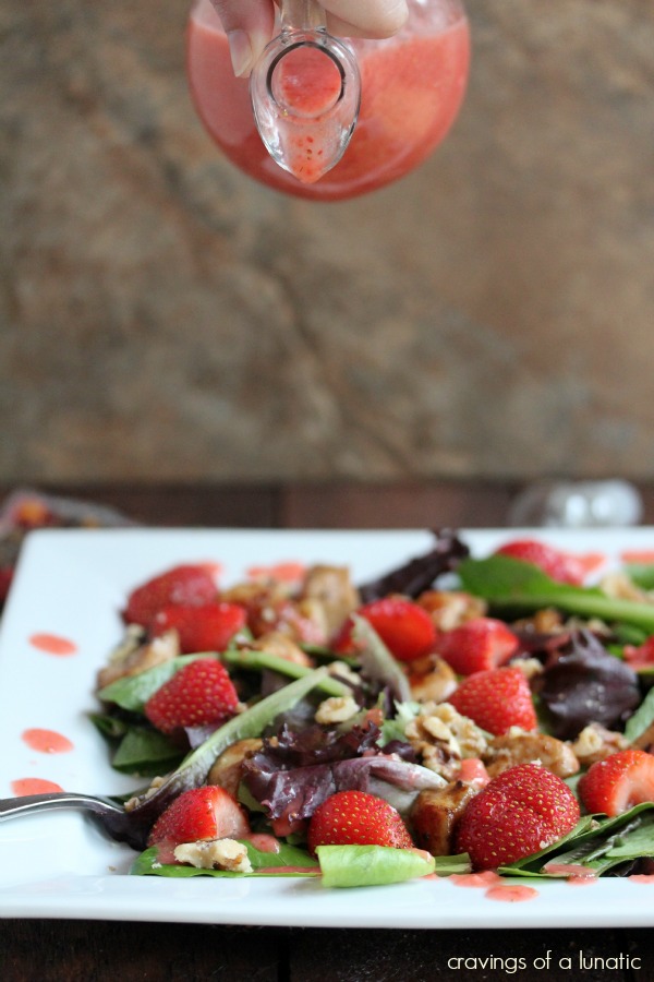 Chicken and Strawberry Salad with Strawberry Dressing and Walnuts