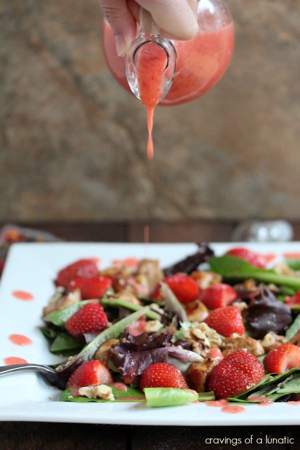 Chicken and Strawberry Salad with Strawberry Dressing and Walnuts