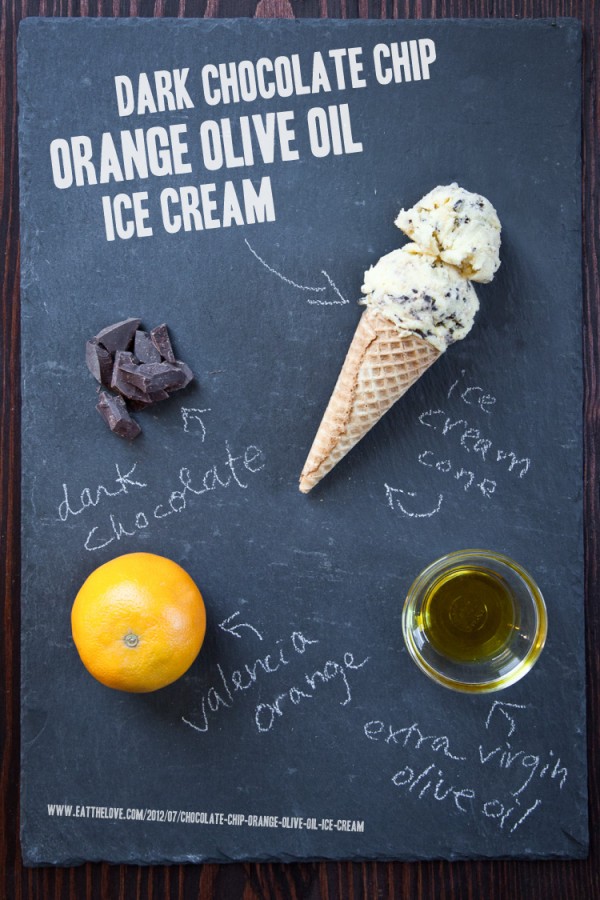Dark Chocolate Chip Orange Olive Oil Ice Cream by Eat the Love