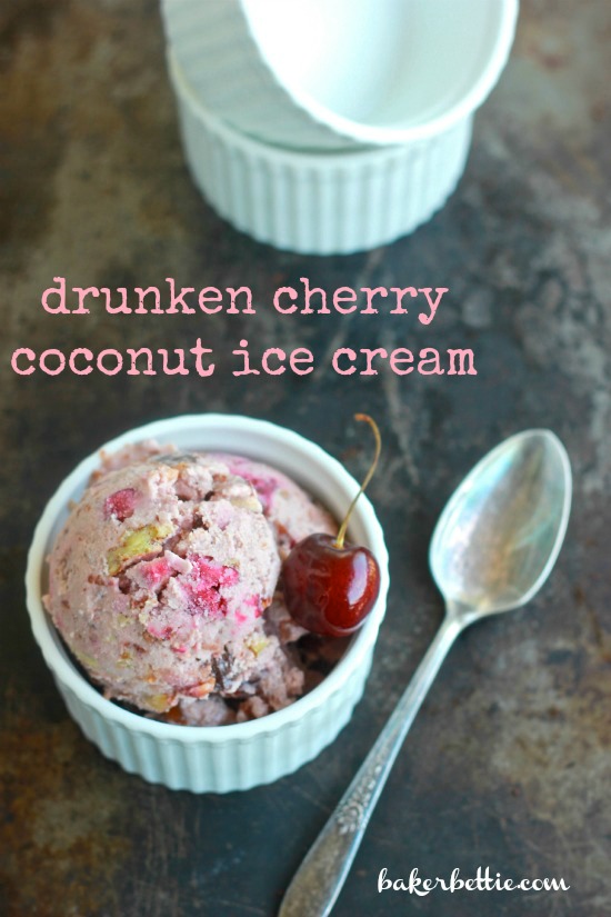 Drunken Cherry Coconut Ice Cream by Baker Bettie