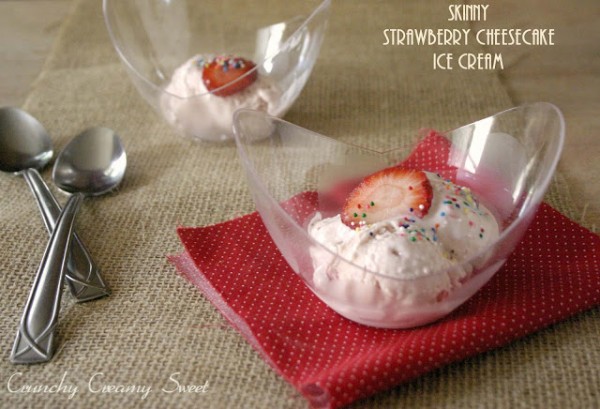 Skinny Strawberry Cheesecake Ice Cream by Crunchy Creamy Sweet