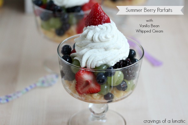 Summer Berry Vanilla Bean Fruit Salad with Vanilla Bean Whipped Cream 