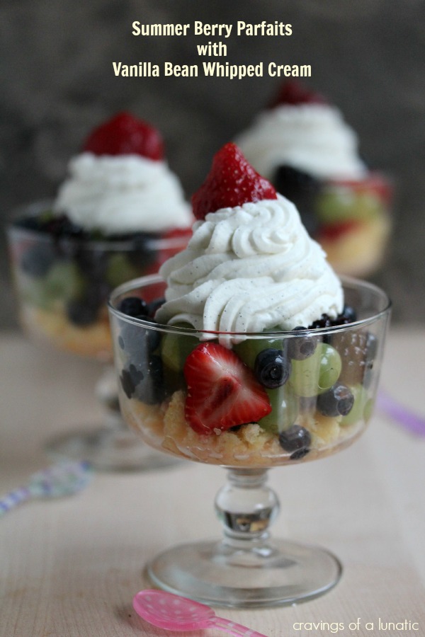 Summer Berry Fruit Salad Parfaits with Vanilla Whipped Cream 