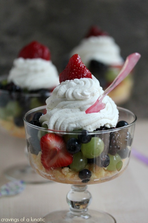 Summer Berry Fruit Salad Parfaits with Vanilla Whipped Cream 