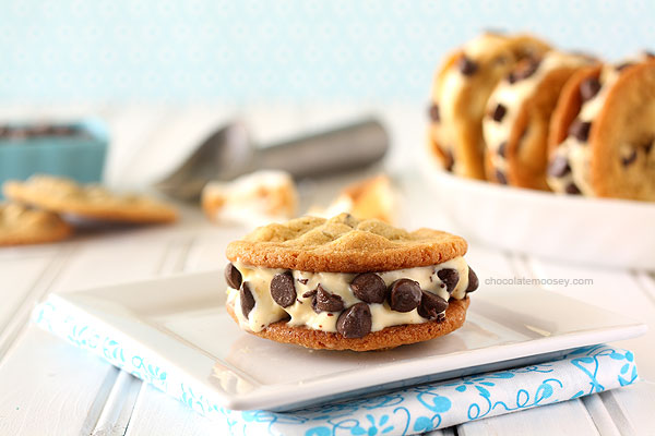 Toasted Marshmallow Ice Cream Cookie Sandwiches by Chocolate Moosey