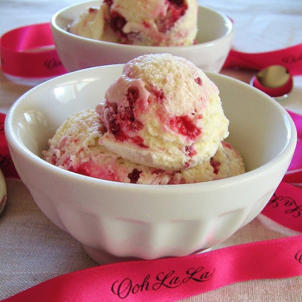 White Chocolate Ice Cream with Raspberry Swirl by Arctic Garden Studio