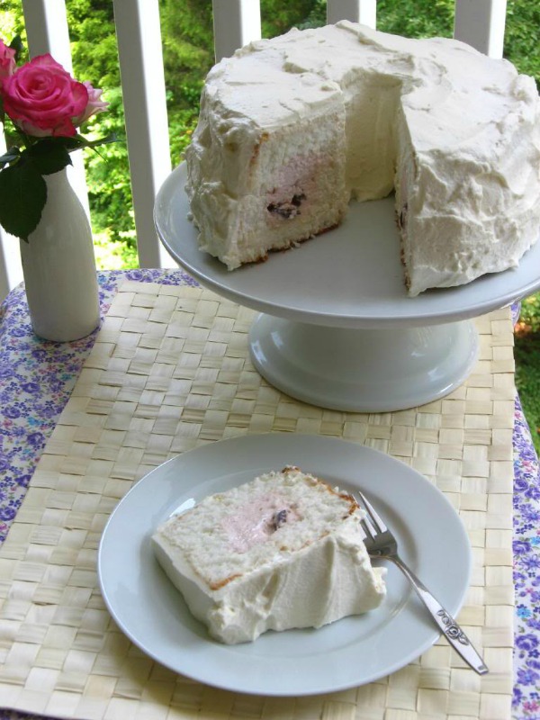 Angelic Cherry Mousse Cloud Cake with Mascarpone Whipped Cream by Willow Bird Baking