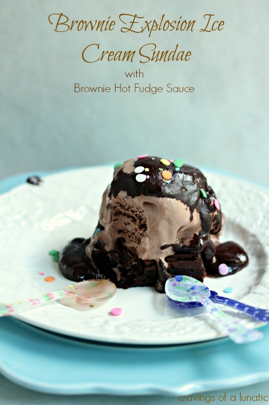 Brownie Explosion Ice Cream Sundae | Cravings of a Lunatic | #IceCreamWeek #icecream #sundae #brownie #chocolate