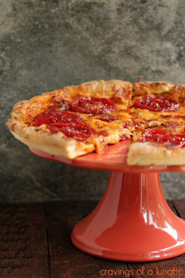 Candied Tomato and Candied Bacon Pizza | Cravings of a Lunatic | #tomato #candiedtomato #bacon #candied bacon #pizza