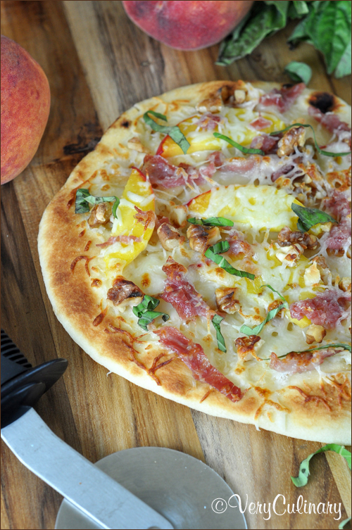 Grilled Peach and Coppa Pizza by Very Culinary