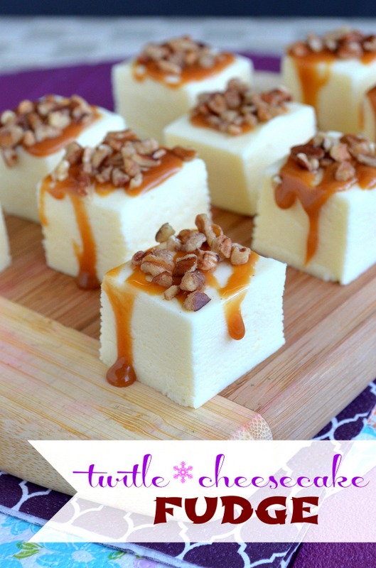 Turtle Cheesecake Fudge by Inside BluCrew Life | Featured in Cravings of a Lunatic Turtle Recipe Round Up | #turtles #fudge #sweets #candy #delicious