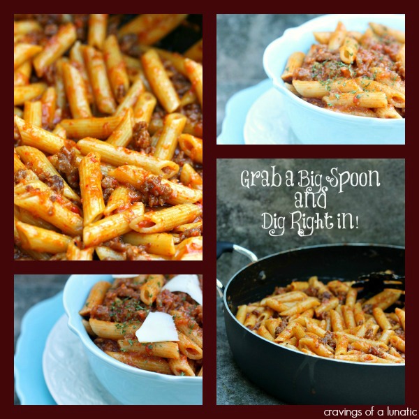 Roasted Red Pepper and Italian Sausage Pasta step by step collage image