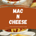 Mac n cheese served in a white dish.