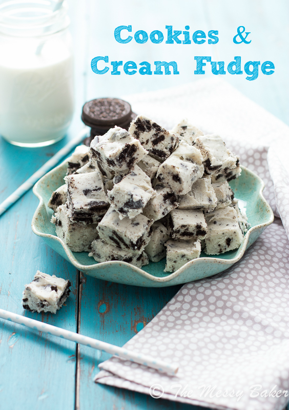 Cookies and Cream Fudge by The Messy Baker | Featured on Cravings of a Lunatic's Burning Down The Kitchen Series