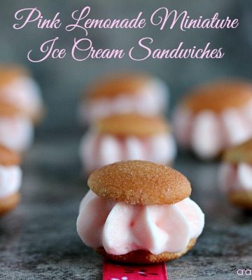 Pink Lemonade Miniature Ice Cream Sandwiches | Cravings of a Lunatic | Super tiny Nilla Wafers filled with pink lemonade cheesecake filling! Super cute and tiny!