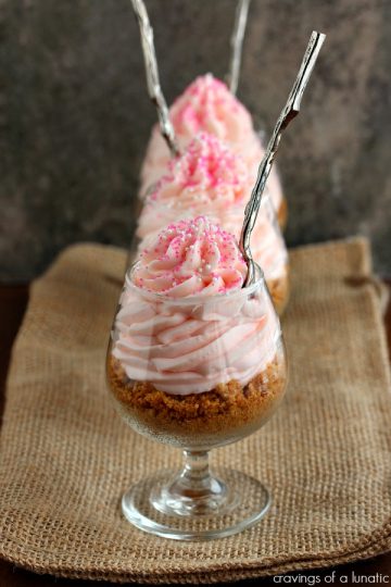 Pink Lemonade No Bake Cheesecake Parfaits | Cravings of a Lunatic | Super easy to make and absolutely scrumptious to devour.