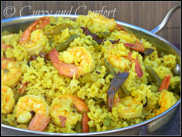 Shrimp and Asparagus Biryani by Curry and Comfort featured on Cravings of a Lunatic