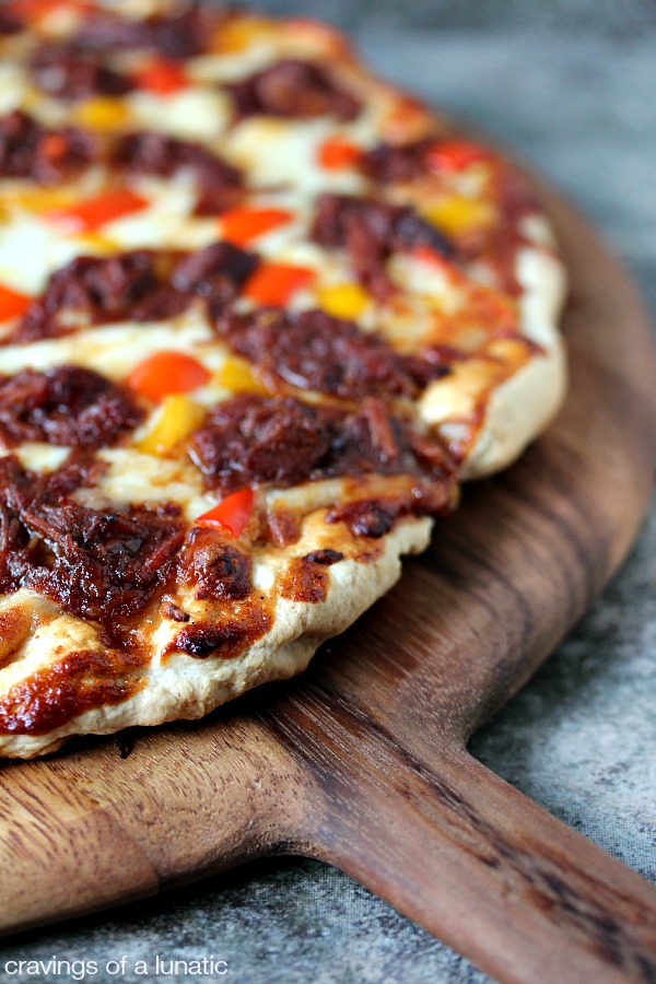 Burnhard Pizza with Pulled Pork, Chipotle and Bell Peppers | This pizza has some serious kick, just the way we like it here. 