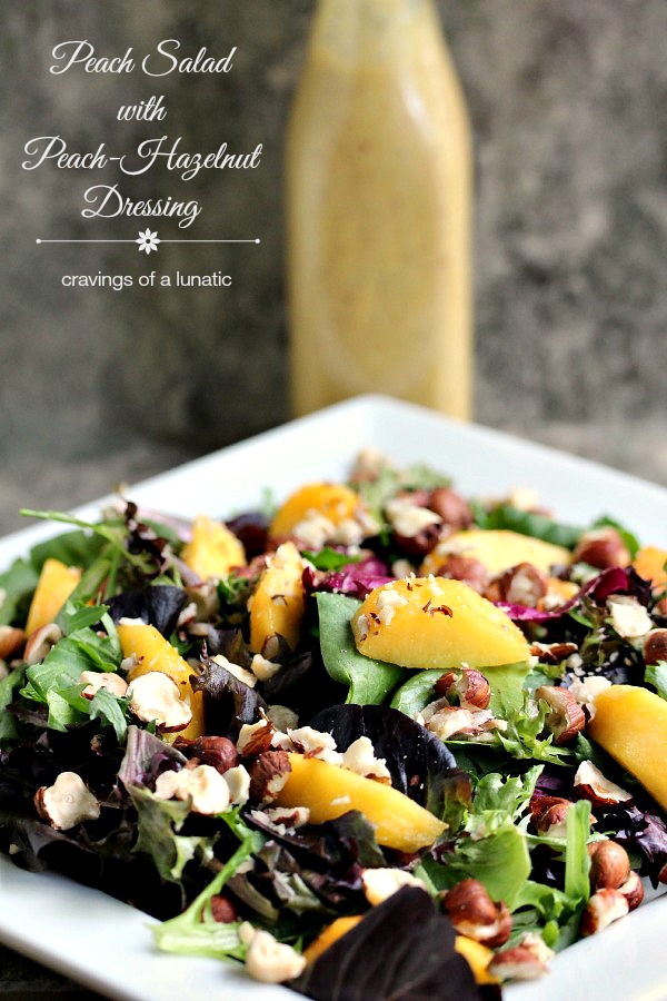 Peach Salad with Peach and Hazelnut Dressing | This simple salad is perfect for summer!