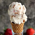 Vanilla Roasted Strawberry Cheesecake Ice Cream with Biscoff Bites