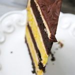 layer cake slice on a white plate