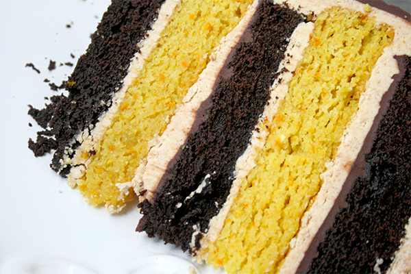 B52 Layer Cake sliced and on a plate