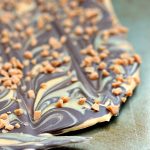 Chocolate Peanut Butter Bark ready to be broken into pieces.