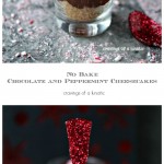 No Bake Chocolate Peppermint Cheesecakes served in shot glasses.