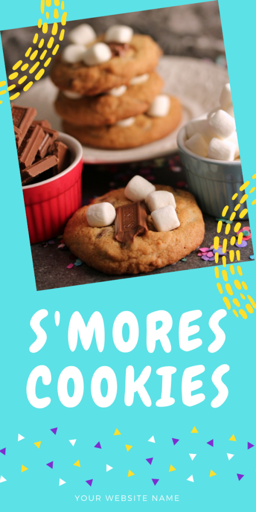 smores cookies on a dark counter with some on a white plate and ingredients nearby in bowls